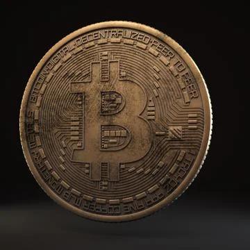 Bitcoin. Cripto bit coin. Digital currency. Cryptocurrency. Golden physical c Stock-Illustration