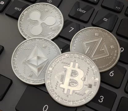 Bitcoin. Cripto bit coin. Digital currency. Cryptocurrency. Platinum physical Stock-Illustration