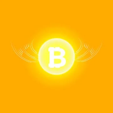 Bitcoin Cripto currency blockchain. Bitcoin flat logo on orange background 스톡 일러스트
