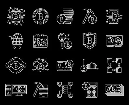 Bitcoin criptocurrency and mining icons イラスト素材