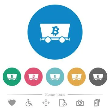 Bitcoin criptocurrency mining flat round icons Stock-Illustration