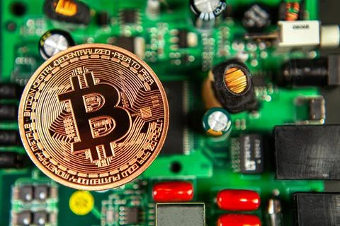 Bitcoin criptocurrency trading bussines mining coins Stock Photos