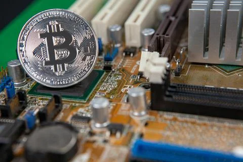 Bitcoin criptocurrency trading bussines mining coins Stock Photos