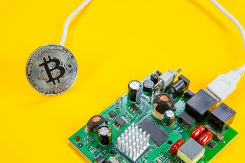 Bitcoin criptocurrency trading bussines mining coins Stock Photos