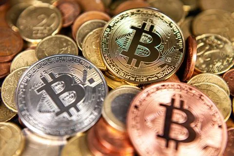 Bitcoin criptocurrency trading bussines Stock Photos