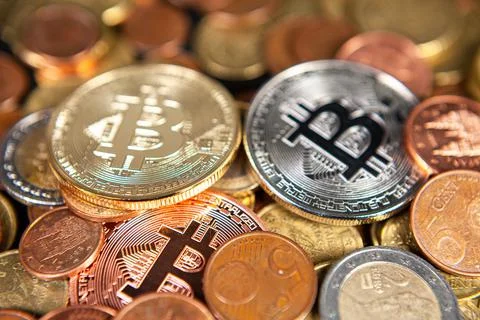 Bitcoin criptocurrency trading bussines Stock Photos