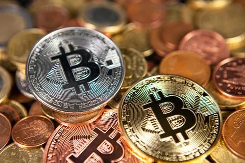 Bitcoin criptocurrency trading bussines Stock Photos