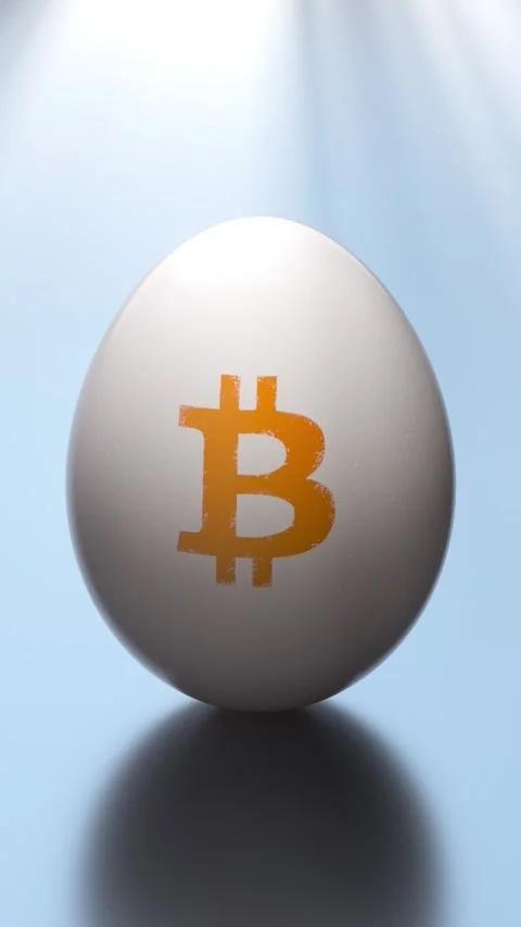 Bitcoin Crypto 3D Egg With Godrays Stockbeeldmateriaal 302998163
