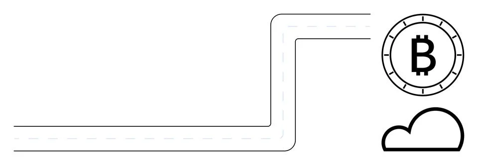 Bitcoin Crypto Cloud Concept with Connectivity Line Art for Blockchain and .. Stock Illustration