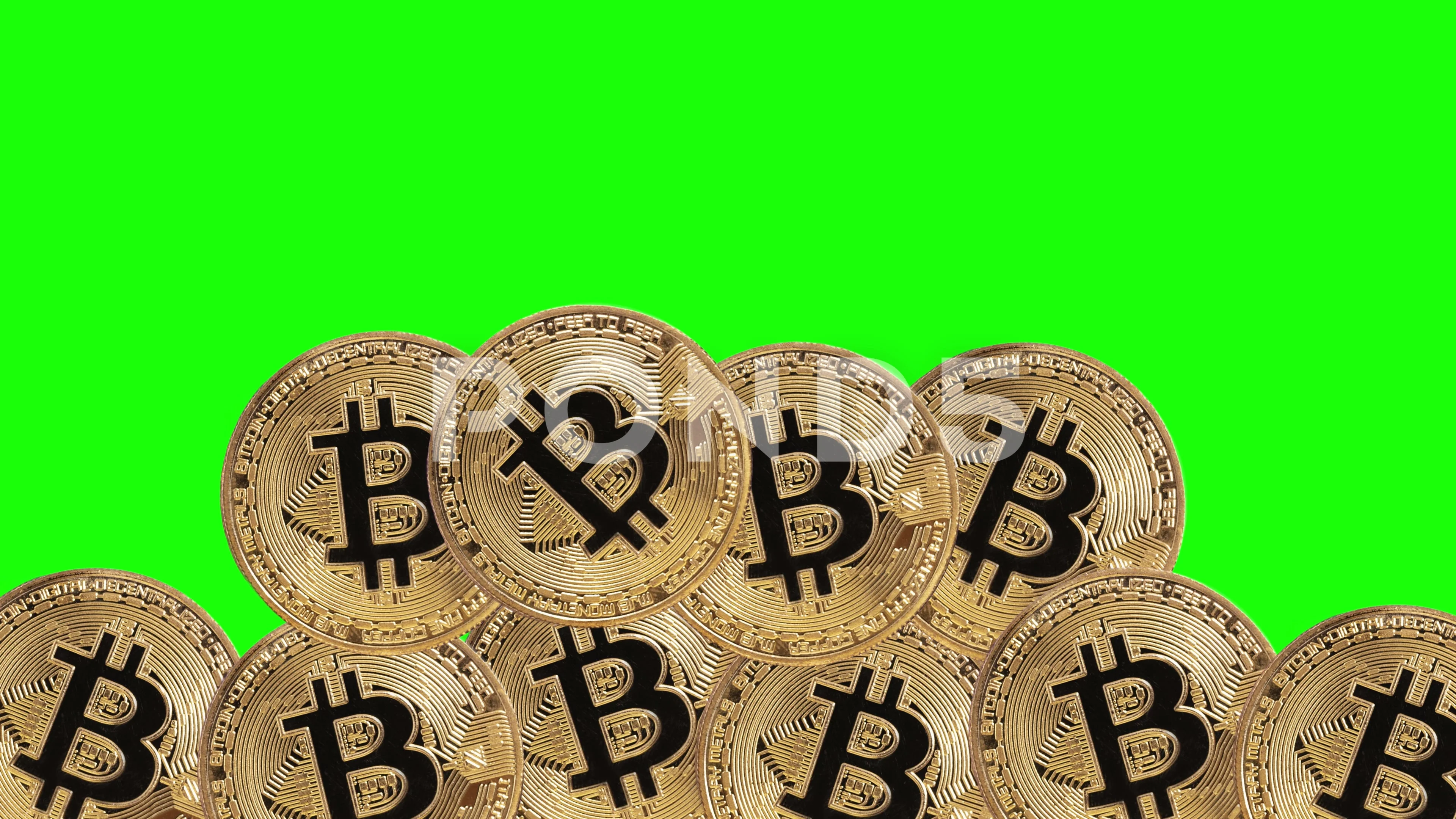 bitcoin crypto coin money animation on a green screen background.