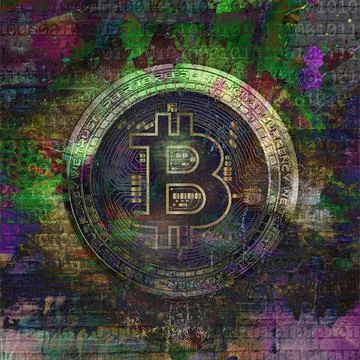 Bitcoin crypto com cryptocurrency coin on colorful background, cryptocurrency Stock Illustration