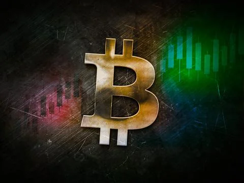 Bitcoin crypto com cryptocurrency coin on colorful background, cryptocurrency Stock Illustration