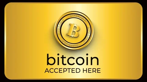 Bitcoin crypto currency accepted here green screen background Stock Footage 296681422
