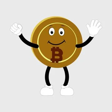 Bitcoin Crypto Currency Character Design Mascot Stock Illustration