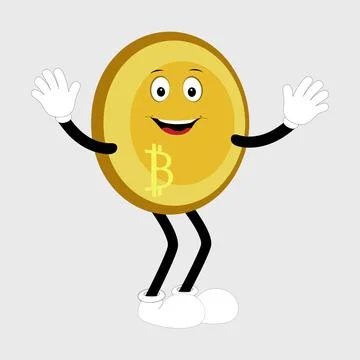 Bitcoin Crypto Currency Character Design Mascot Stock Illustration