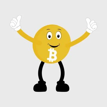 Bitcoin Crypto Currency Character Design Mascot Stock Illustration