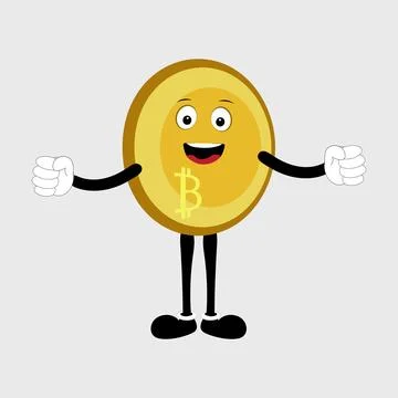 Bitcoin Crypto Currency Character Design Mascot Stock Illustration