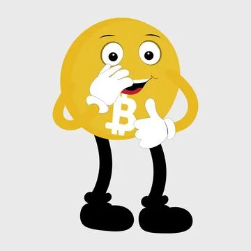 Bitcoin Crypto Currency Character Design Mascot Stock Illustration