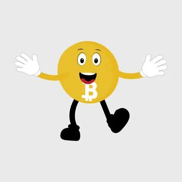 Bitcoin Crypto Currency Character Design Mascot Stock Illustration