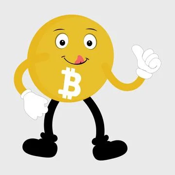 Bitcoin Crypto Currency Character Design Mascot Stock Illustration