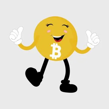 Bitcoin Crypto Currency Character Design Mascot Stock Illustration