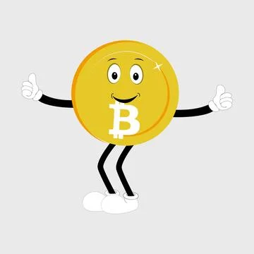 Bitcoin Crypto Currency Character Design Mascot Stock Illustration