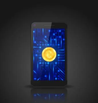 Bitcoin, Crypto Currency, Concept of Mining Digital Money, Virtual Payment Illustrazione stock