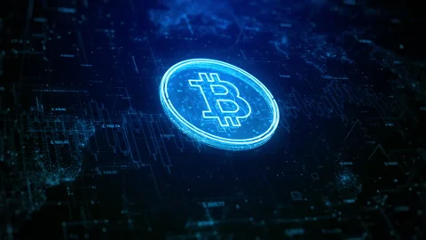 Bitcoin crypto currency digital encryption, Digital money exchange Video stock 217651748