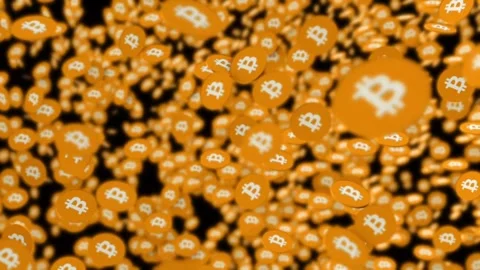 Bitcoin crypto currency digital technology on abstract background financial Stock Footage 336443422