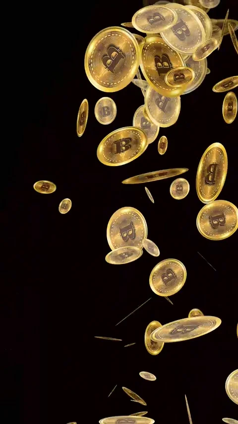 Bitcoin crypto currency falling down illustration Stock Footage 274934247