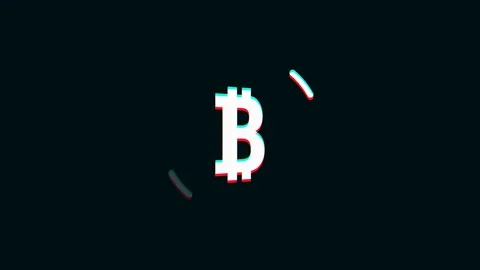 Bitcoin Crypto Currency Icon Technology Glitch Fx Stock Footage 129366759