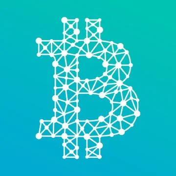 Bitcoin crypto currency, vector sign with a net Stock-Illustration
