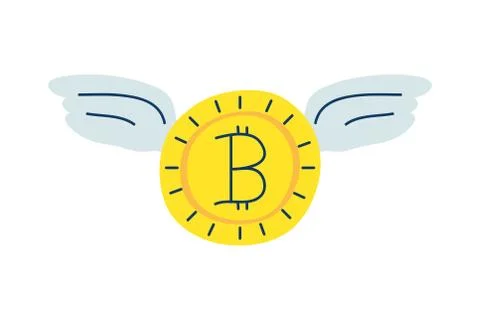 Bitcoin crypto currency with wings 스톡 일러스트