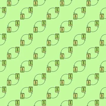 Bitcoin Crypto Exchange vector Buy and Sell Cryptocurrency colored seamless.. Ilustração Stock