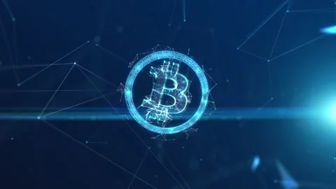 Bitcoin / Crypto Logo motion background space loop plexus Stock Footage 148619647