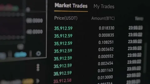 Bitcoin Crypto Price on screen digital trading platform. close up 4k timelapse Stock Footage 155896385