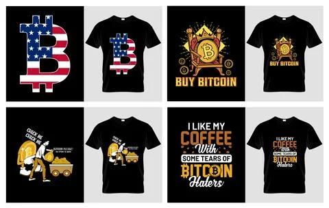 Bitcoin Crypto Quote TShirt Bundle Stock Illustration