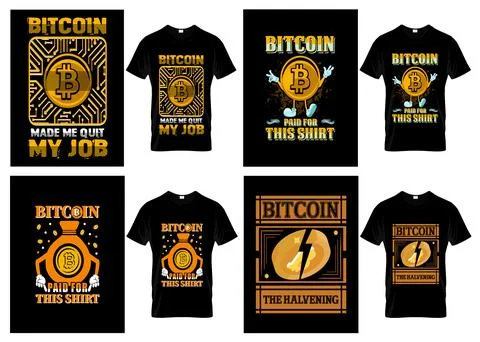 Bitcoin Crypto Themed Typography T Shirt Set Stock Illustration