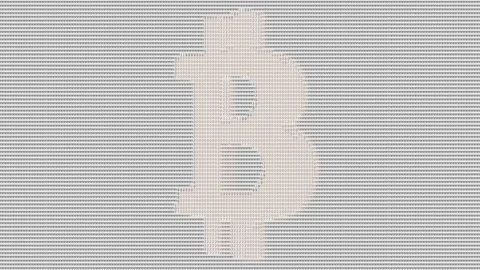 Bitcoin Cryptocurrency 3D Animation in ASCII style with Alpha channel (Loop) Stockbeeldmateriaal 138902467