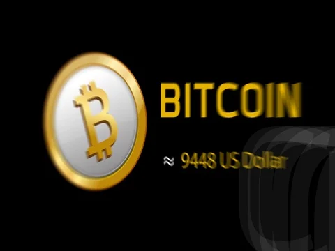 BitCoin CryptoCurrency animated title with Value to US Dollar Stock Footage 76144525