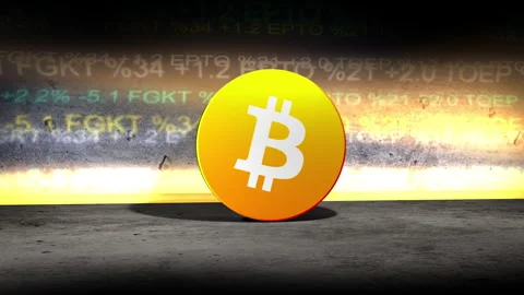 Bitcoin Cryptocurrency Animation over Generic Stock Market Tickers Stock Footage 289406239
