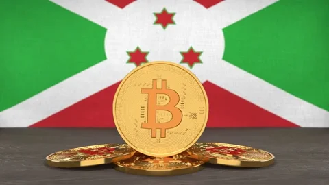Bitcoin cryptocurrency on the background of the flag of Burundi Video stock 166151944