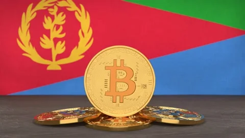 Bitcoin cryptocurrency on the background of the flag of Eritrea Video stock 166151991
