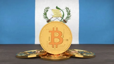 Bitcoin cryptocurrency on the background of the flag of Guatemala Video stock 166152015