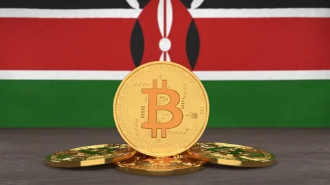 Bitcoin cryptocurrency on the background of the flag of Kenya Stock-Footage 166152057