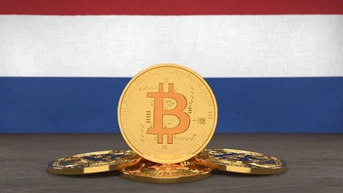 Bitcoin cryptocurrency on the background of the flag of Netherlands Video stock 166152103