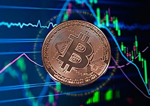 Bitcoin Cryptocurrency , block chain technology Stock Photos