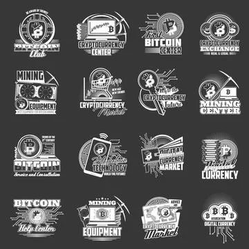 Bitcoin cryptocurrency, blockchain crypto mining Illustrazione stock