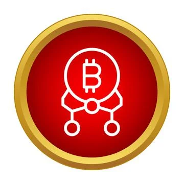 Bitcoin cryptocurrency blockchain network symbol in a red circle Stock Illustration