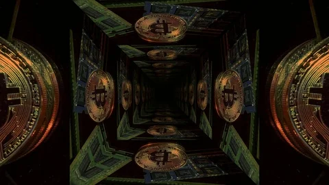 Bitcoin cryptocurrency BTC and computer components Stock Footage 78344592